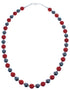Southwest Hematite And Coral Authentic Sterling Silver Bead Necklace BX120482